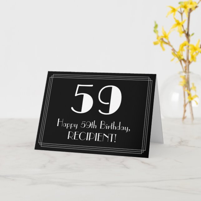 59:e födelsedagen ~ Art Deco Inspired Titta "59",  Kort (Gul blomma)