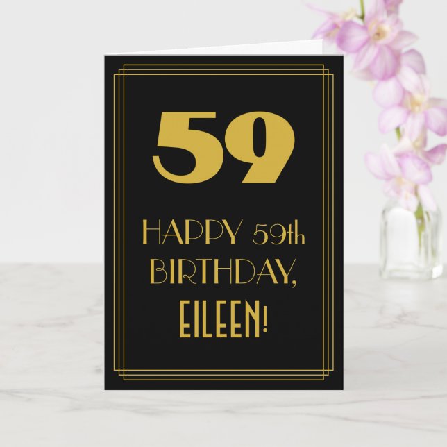 59:e födelsedagen ~ Art Deco Inspired Titta "59" & Kort (Orkide)