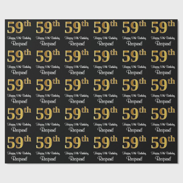 59:e födelsedagen: Elegant Luxurious Faux Guld Tit Presentpapper (Platt)