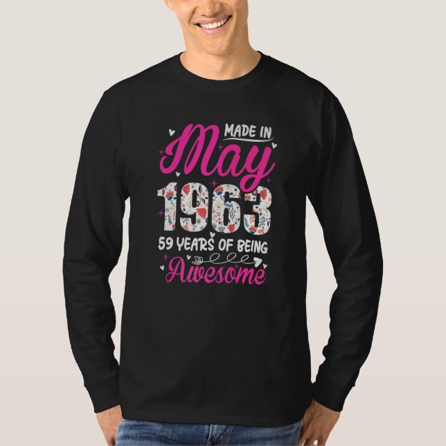 59:e födelsedagen Fantastisk sedan maj 1963 Blommi T Shirt (Framsida)