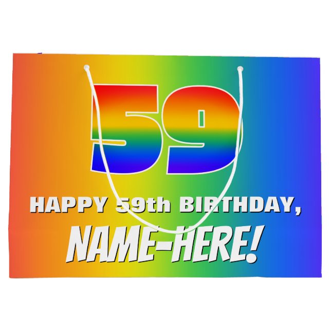 59:e födelsedagen: Färgfull, Roligt Rainbow Mönste (Baksidan)