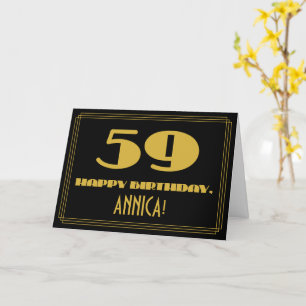 59:e födelsedagen: Namn + Art Deco Inspired (59 år Kort