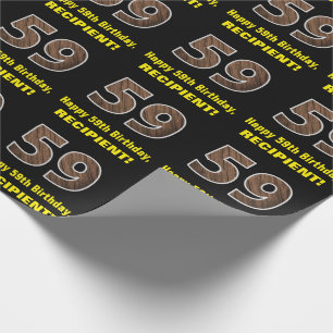 59:e födelsedagen: Namn & Faux Wood Grain Mönster Presentpapper