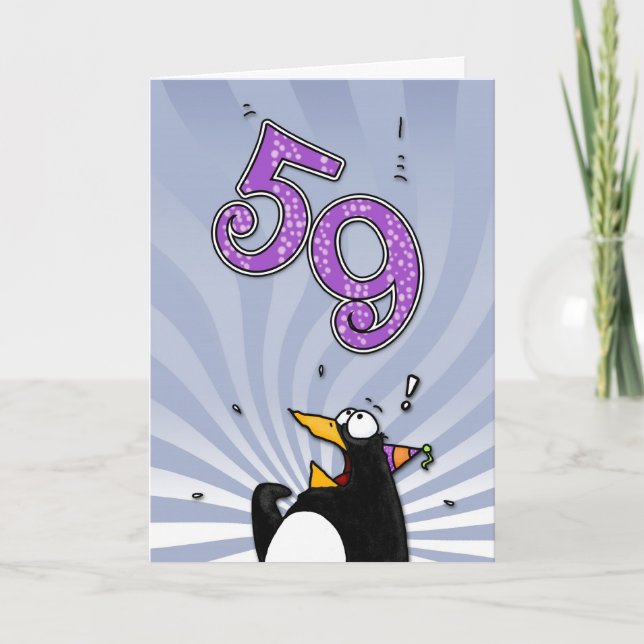 59:e födelsedagen - Penguin överraskningskort Kort (Framsida)