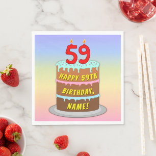 59:e födelsedagen: Roligt Cake and Candles + Anpas Pappersservett