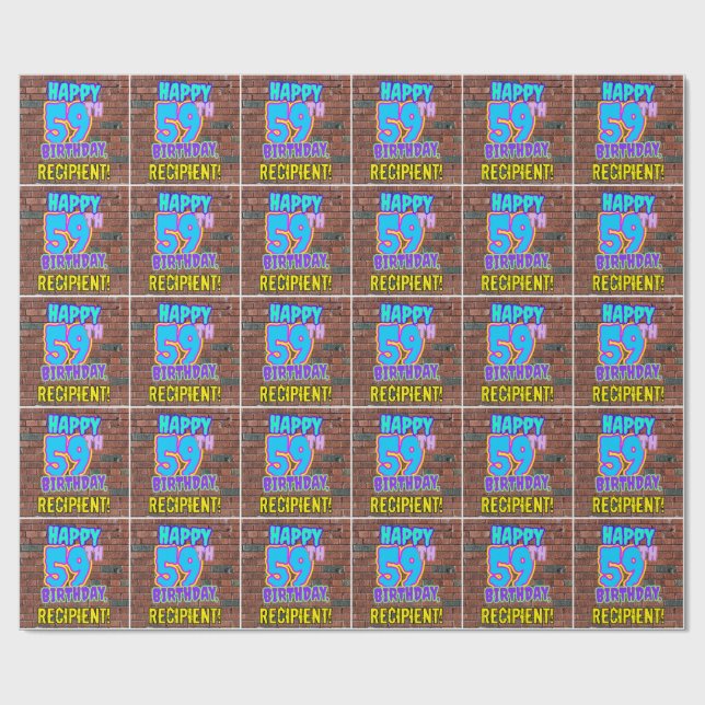 59:e födelsedagen: Roligt, Urban Graffiti Inspired Presentpapper (Platt)