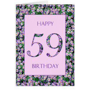 59:e födelsedagens Lila Daisy Hälsningskort