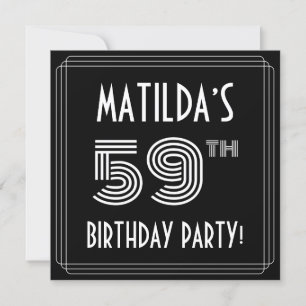 59:e Födelsedagsfesten: Art Deco Stil med eget nam Inbjudningar