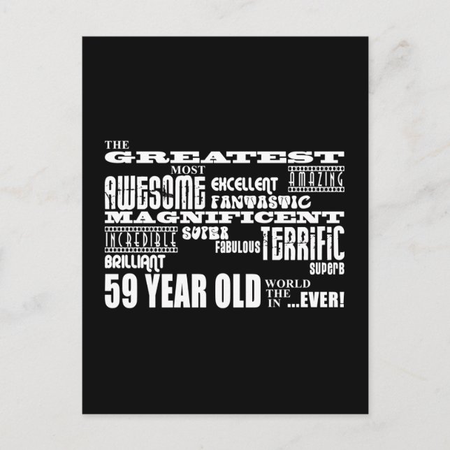 59:e Födelsedagsfesten Underbarare femtionio år Inbjudan Vykort (Framsida)