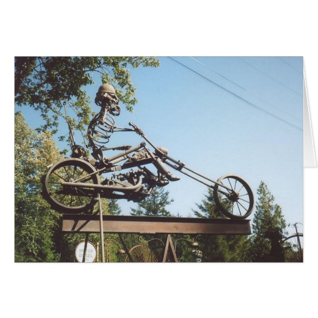 59. Motorcykel och Skeleton i Järn Hälsningskort (Framsidan Horizontal)