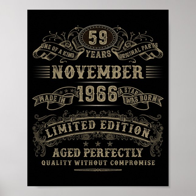 59 Year Old 59th Bday November 1966 Limited Editio Poster (Framsidan)
