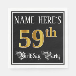59th Birthday Party — Fancy Script, Faux Gold Look Pappersservett