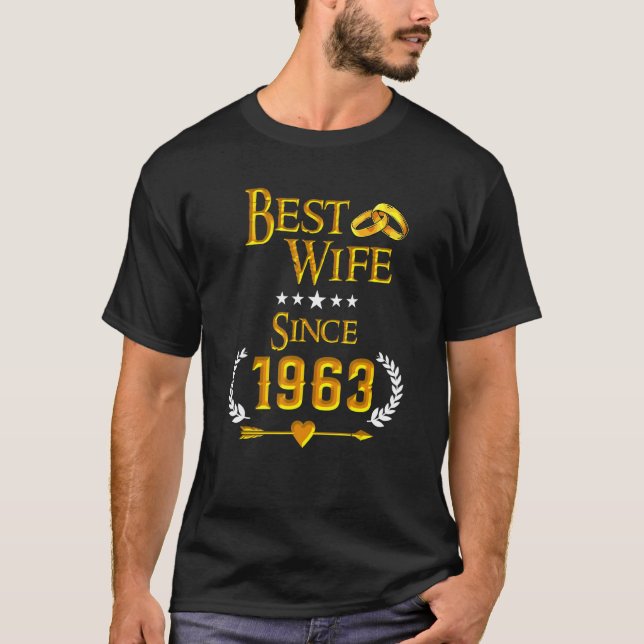59th Wedding Anniversary Best Wife Since 1963 T Shirt (Framsida)