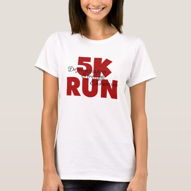 5 000 Springa Red Running Sports Athletics Tee Shirt (Framsida)