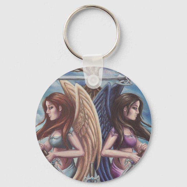 5 0f Svärd - Tarot Card-bild för nyckelkedjan Nyckelring (Framsida)