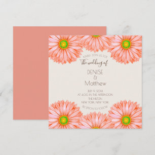 5,25" x 5,25" Apricot Gerbera Bröllopsinbjudan Inbjudningar