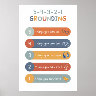 5-4-3-2-1 Groavrundningsteknisk Boho-klassrum Poster