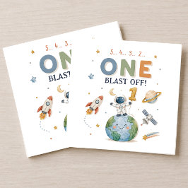 5 4 3 2 One Blast Off Födelsedag Pappersservett