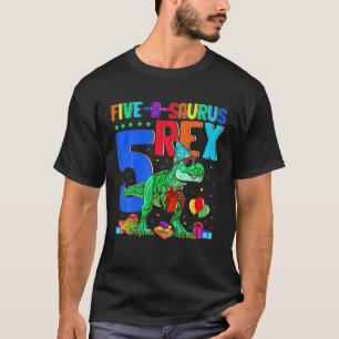 5-A-Saurus Rex 5:e födelsedagen 5 år gammal Rex Lo T Shirt