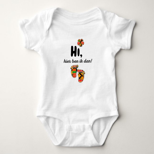 #5 African print Baby Bodysuit - Hierb ben ik T Shirt (Framsida)
