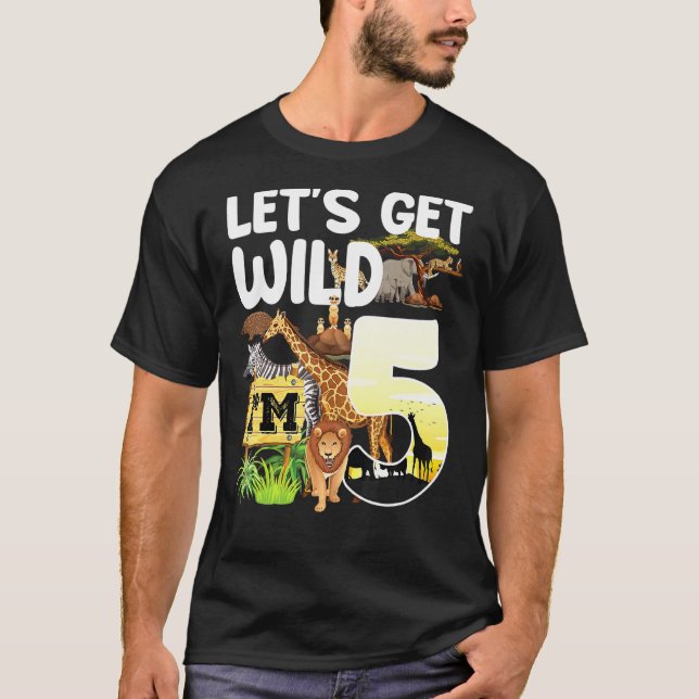 5 Ålder Zoo Birthday Safari Jungle Animal 5th B T Shirt (Framsida)