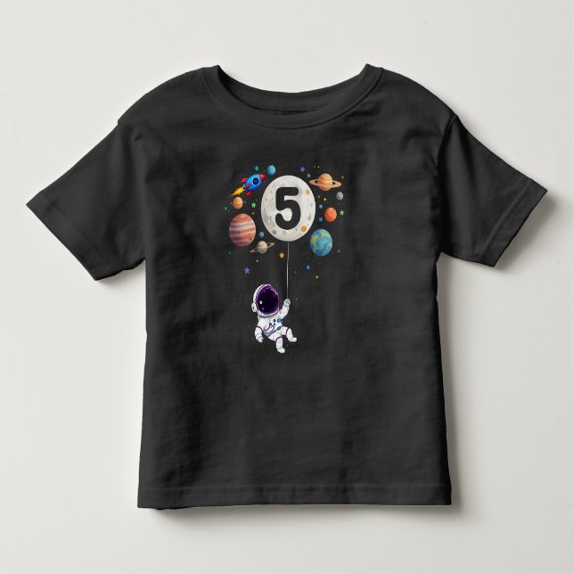 5 Åldersdagsplanet Astronaut 5:e födelsedagen T Shirt (Framsida)