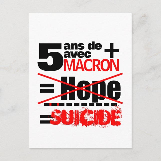 5 ans + Macron = SUICIDE - vykort (Framsida)