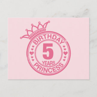 5 år - födelsedagsprinsessan - rosa vykort