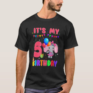 5 år gammal 5:e födelsedagen Elephants Girls Fanta T Shirt
