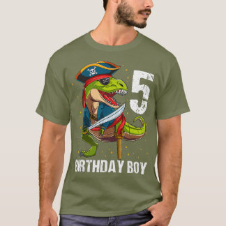5 år gammal dinosaur Pirat 5:e födelsedagspojken T Shirt
