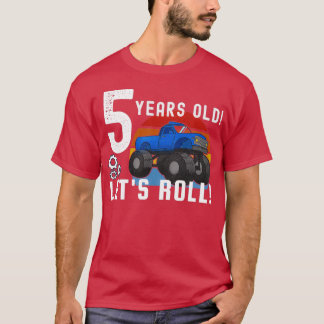 5 år gammal lets Roll Blue Monster Lastbil T Shirt