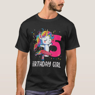5 år gammal Unicorn Dabbing 5:e födelsedagsflickan T Shirt
