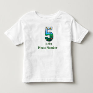 5 är magin numrerar småbarn T-tröja T-shirt