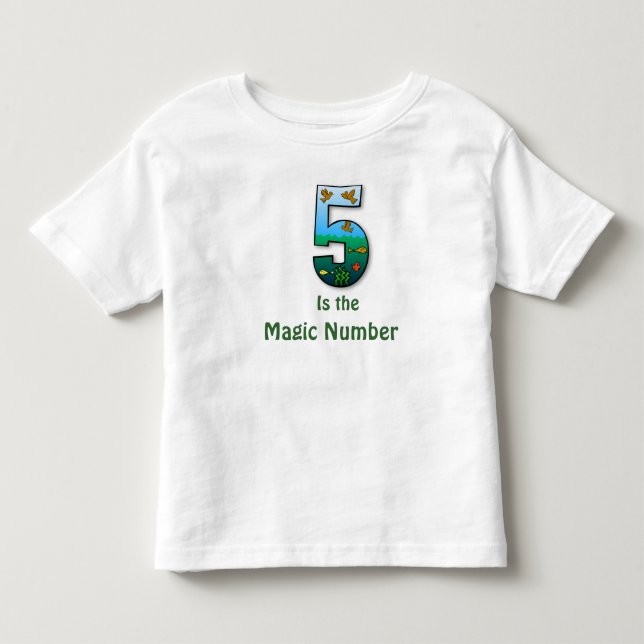 5 är magin numrerar småbarn T-tröja T-shirt (Framsida)