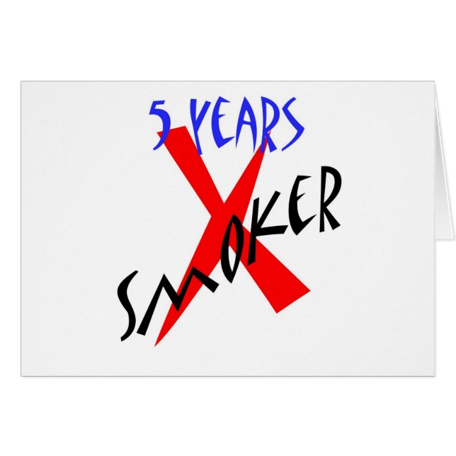 5 år röd X-rökare Hälsningskort (Framsidan Horizontal)