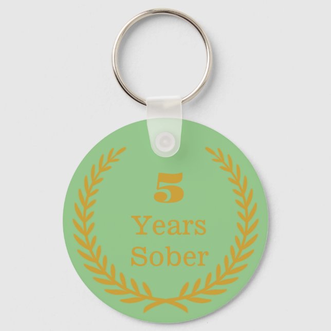 5 år Sober, Personalizable Sobriety Keepsak Nyckelring (Framsida)