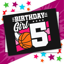 5-årig basketfest för 5-årsdag tjej vykort