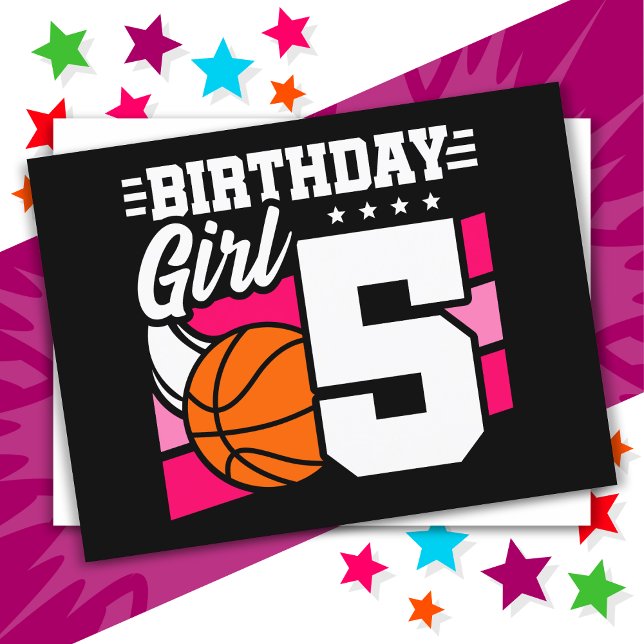 5-årig basketfest för 5-årsdag tjej vykort (Skapare uppladdad)