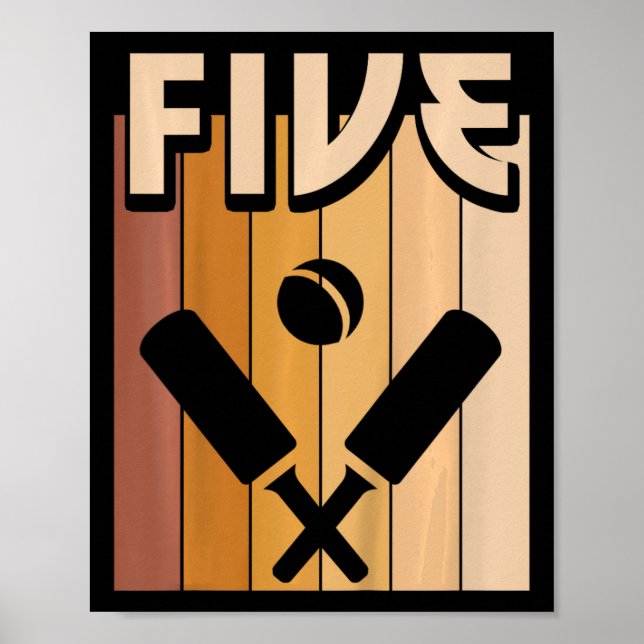 5-årig cricket födelsedags pojke flicka 5-årsdag  poster (Framsidan)