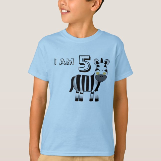 5-årig födelsedagspojke/flickpresent (zebra) tee shirt (Framsida)