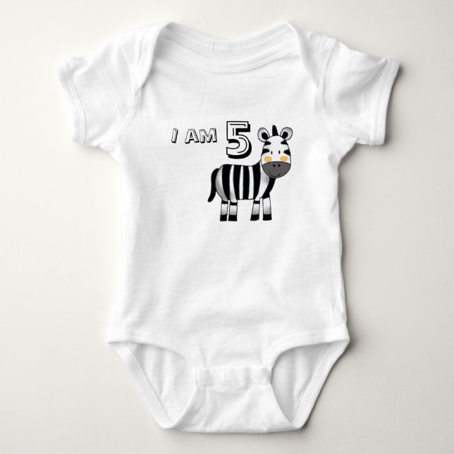 5-årig födelsedagspojke/flickpresent (zebra) tee shirt (Framsida)