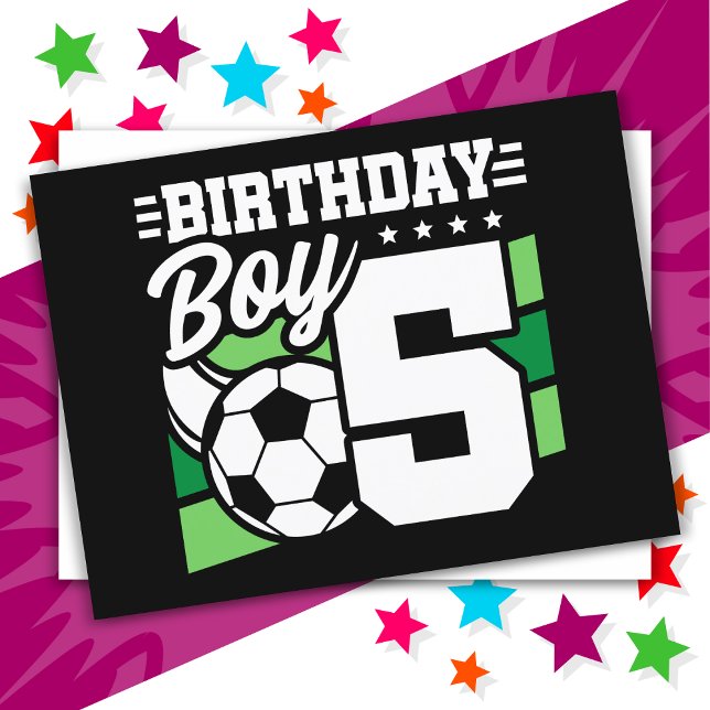5 Årig Fotbollsfest 5-års Födelsedags Pojke Vykort (Skapare uppladdad)