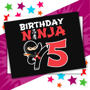 5 Årig Karate Ninja Fest Barn 5-årsdag Vykort