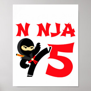 5 Årig Karate Ninja Fest För Barn 5-års Födelsedag Poster