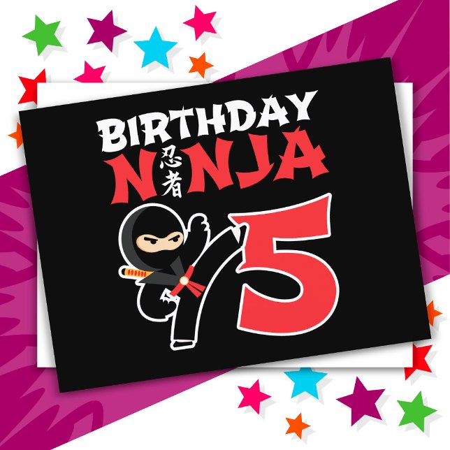 5 Årig Karate Ninja Fest För Barn 5-årsdag Vykort (Skapare uppladdad)