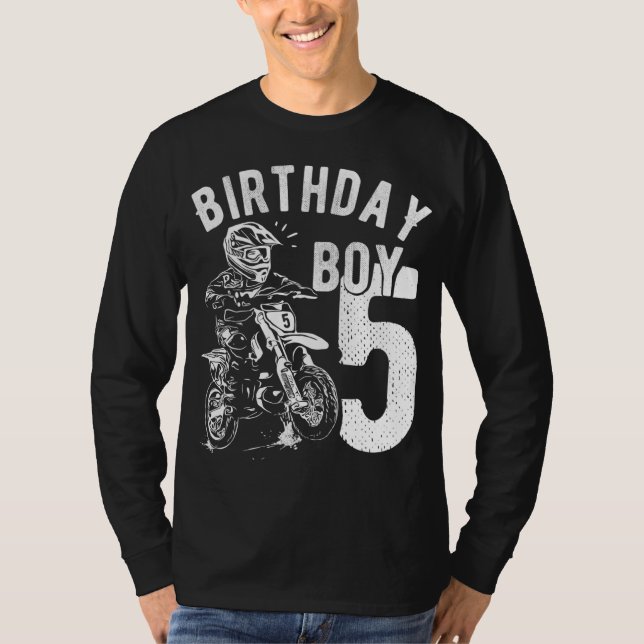 5-årig pojke - Birthday boy - Dirt Cykla - Motor T Shirt (Framsida)