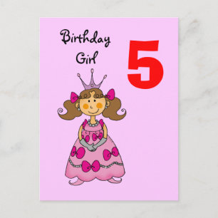 5-årig prinsessa (brunt hår) vykort