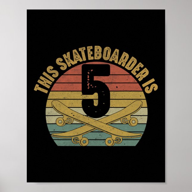 5-årig skateboardåkare skateboardåkning 5-års föde poster (Framsidan)