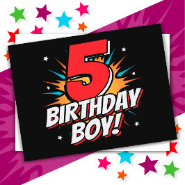5 Årig Superhjälte Födelsedags Pojke 5-årsdag Vykort