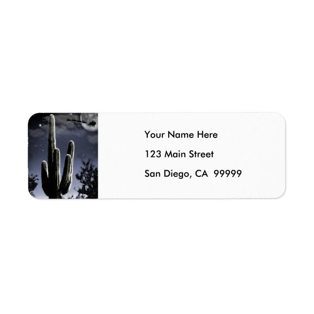 5 Armed Desert Saguaro i måndagskvällen Returadress Etikett (Framsidan)